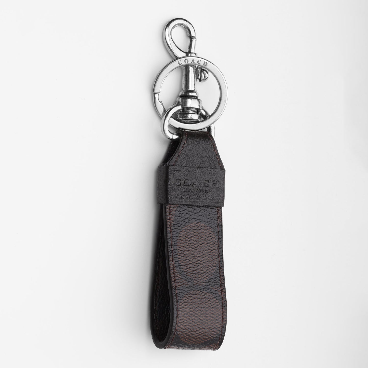 Signature Brown Leather Keychain