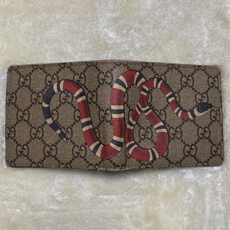 Gucc_i Red Snake Wallet