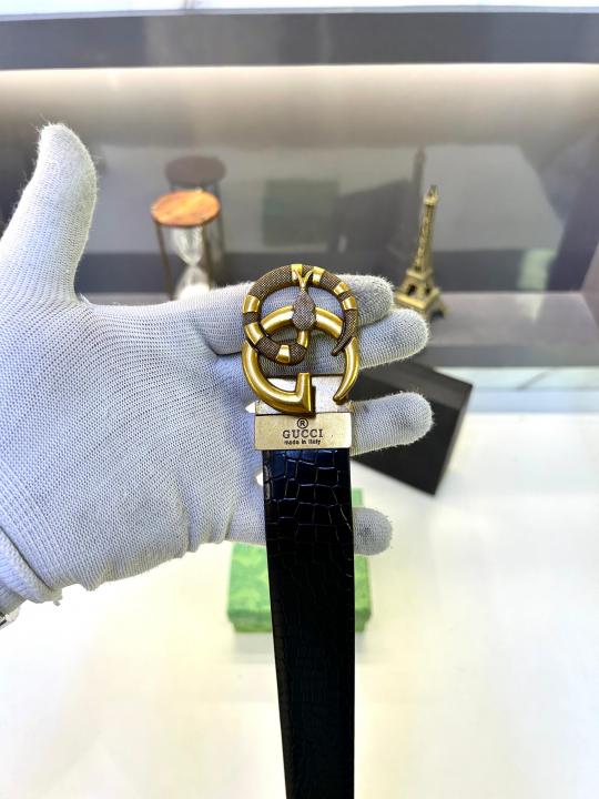 Gucc_i Golden Black Reversible Belt Fa 651