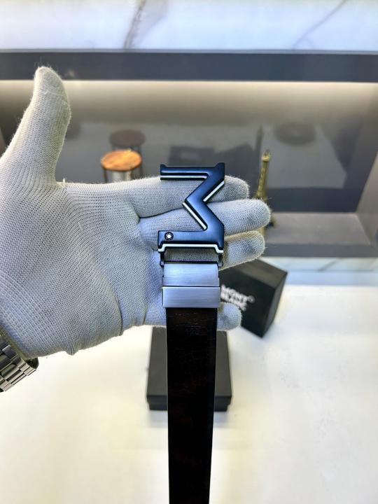 Mont_Blanc Black Grey Reversible Belt Fa 664