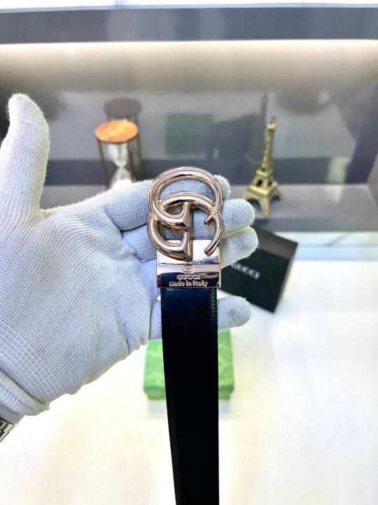 Gucc_i Glossy Golden Reversible Belt Fa 668