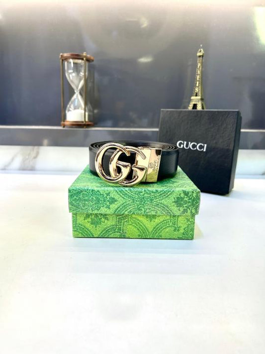 Gucc_i Glossy Golden Reversible Belt Fa 668