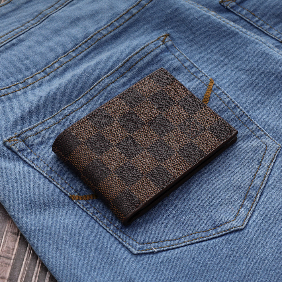 Brown Checkered Premium Wallet