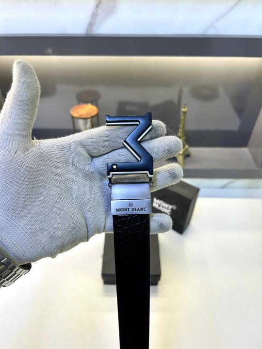 Mont_Blanc Black Grey Reversible Belt Fa 664